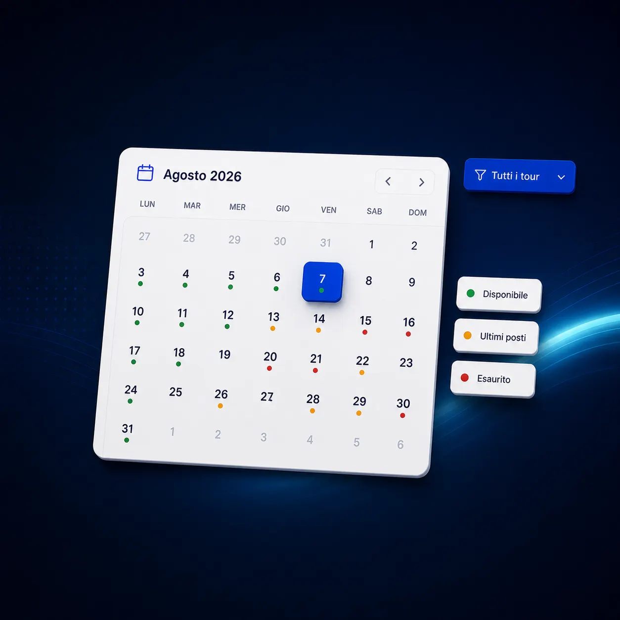 Calendario disponibilità Yorango