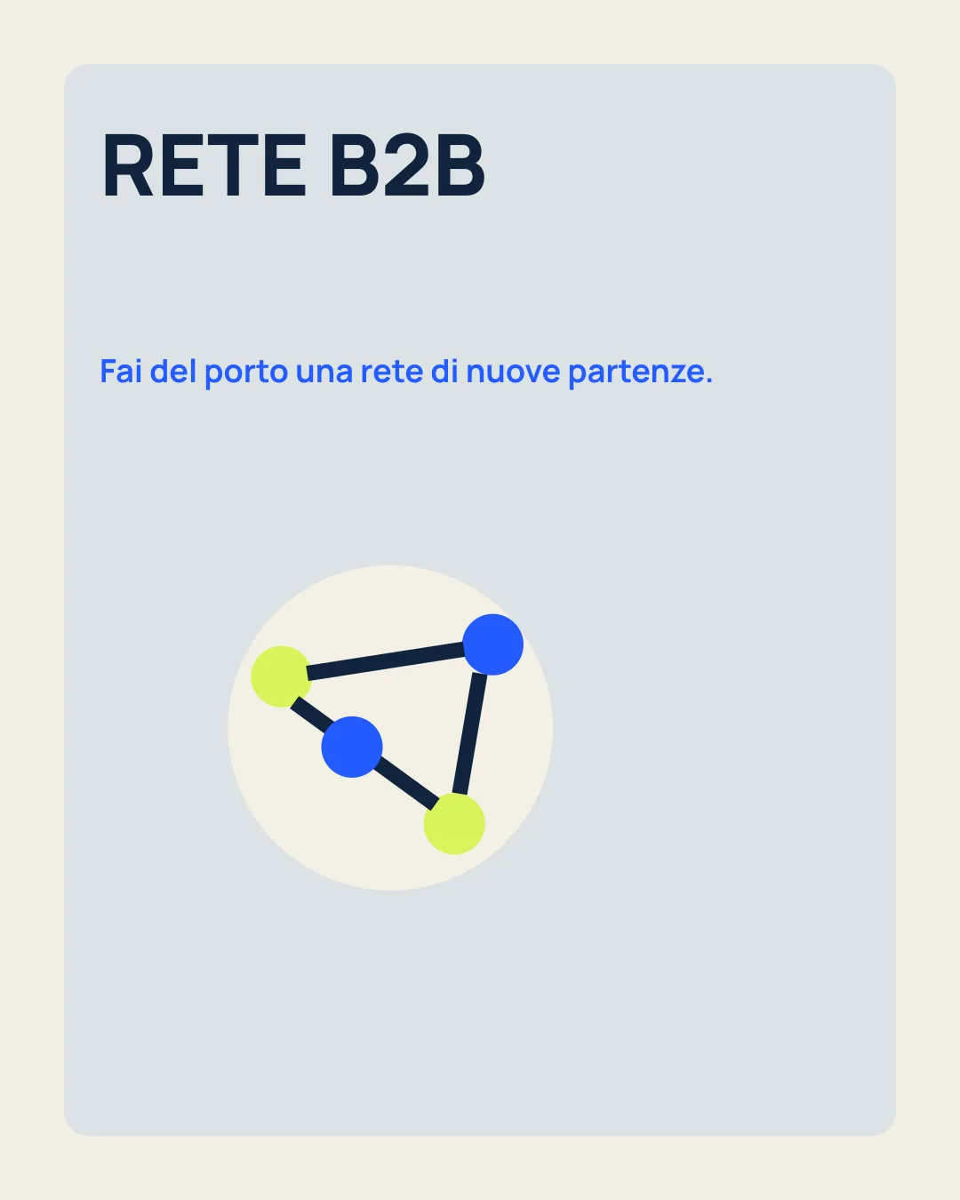 RETE B2B: Fai del porto una rete di nuove partenze; icona rete di canali.