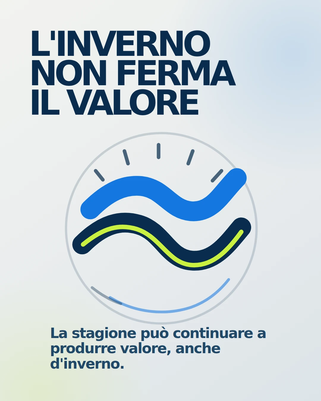 Due onde continuano il loro percorso attraverso un simbolo invernale