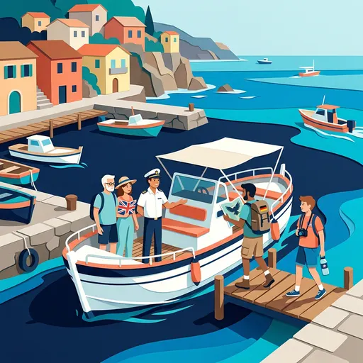 Illustrazione editoriale dedicata a: Come attrarre clienti stranieri per le gite in barca: UK, Germania, USA e oltre