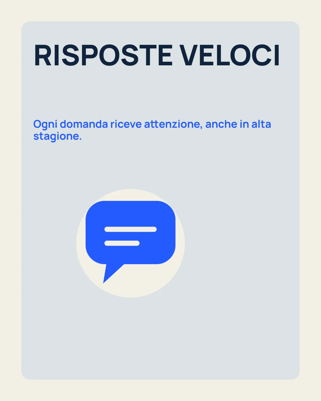 RISPOSTE VELOCI: Ogni domanda riceve attenzione, anche in alta stagione; icona fumetto.