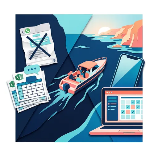 Illustrazione editoriale dedicata a: Basta WhatsApp e fogli Excel: come digitalizzare le prenotazioni delle tue gite in barca