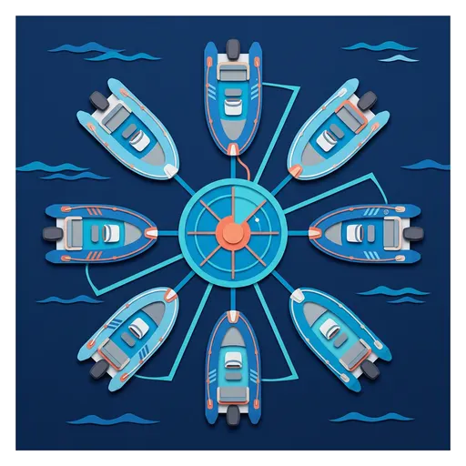 Illustrazione editoriale dedicata a: Gestione flotta gommoni: come tenere traccia di 5-10 barche senza Excel e senza caos