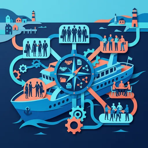 Illustrazione editoriale dedicata a: Prenotazioni di gruppo per gite in barca: come gestire agenzie, aziende e team building