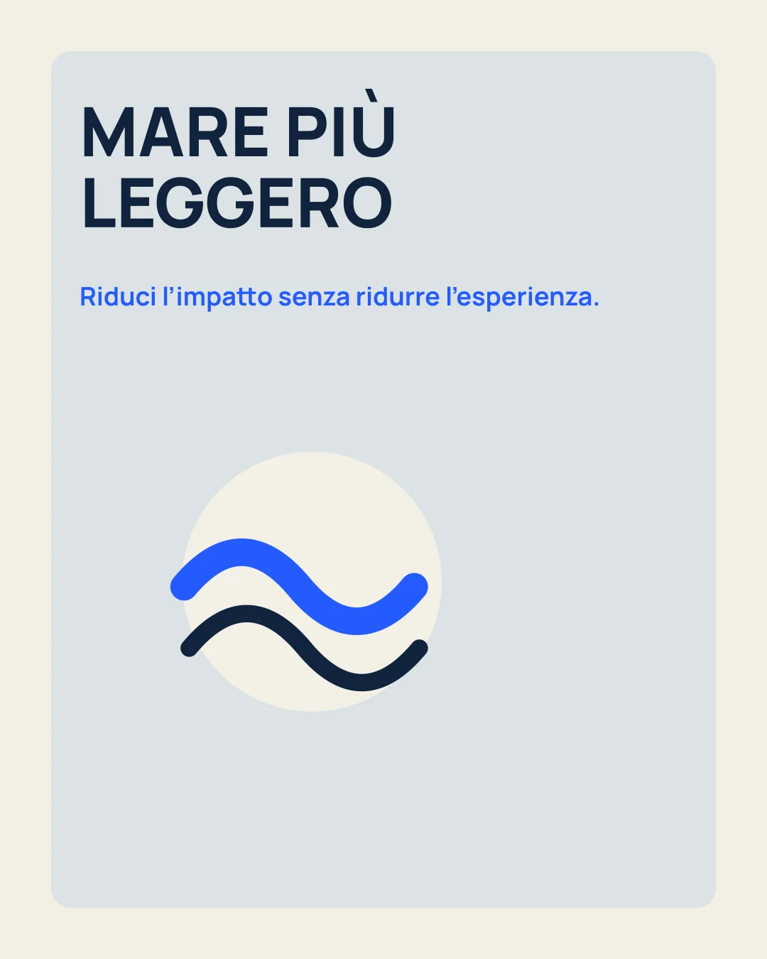 PRATICHE SOSTENIBILI: Descrivi con precisione le scelte ambientali; icona onda.