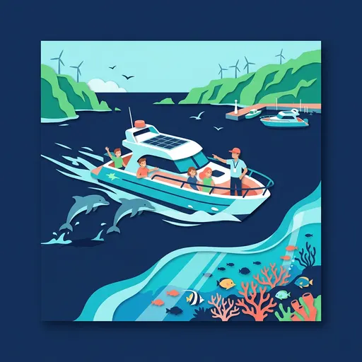 Illustrazione editoriale dedicata a: Turismo sostenibile per le gite in barca: come diventare un operatore green (e comunicarlo bene)