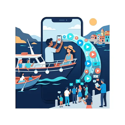 Illustrazione editoriale dedicata a: Video marketing per le gite in barca: come girare Reels e Shorts che portano prenotazioni