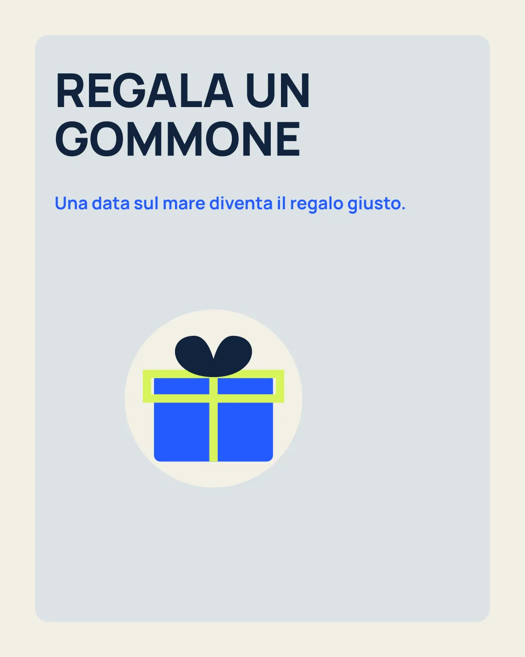 REGALA UN GOMMONE: Una data sul mare diventa il regalo giusto; icona regalo.