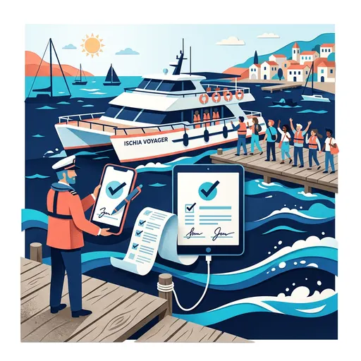 Illustrazione editoriale dedicata a: Waiver digitali per escursioni in barca: cosa deve contenere e come raccoglierlo prima dell'imbarco